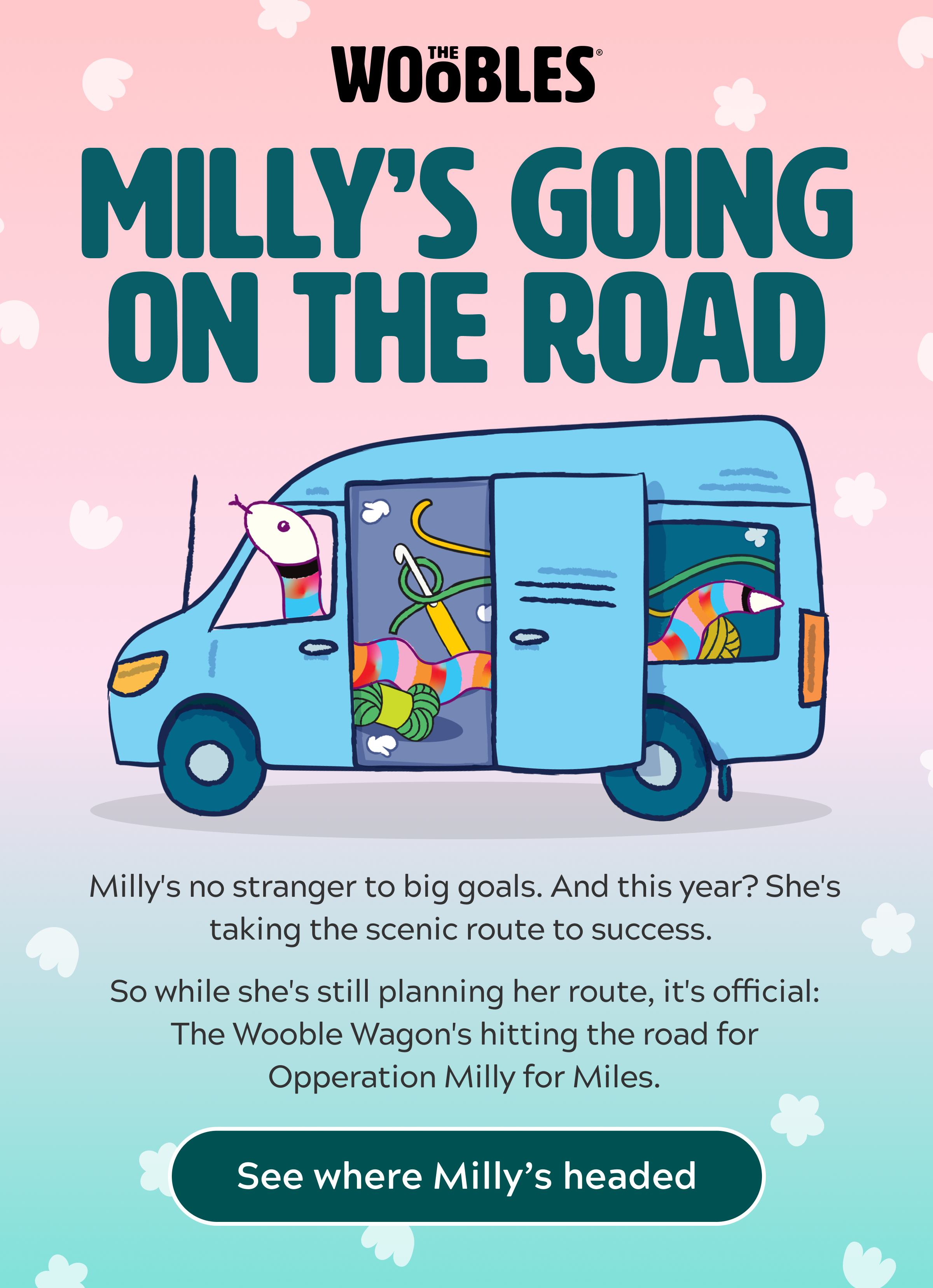 Milly's going on the road