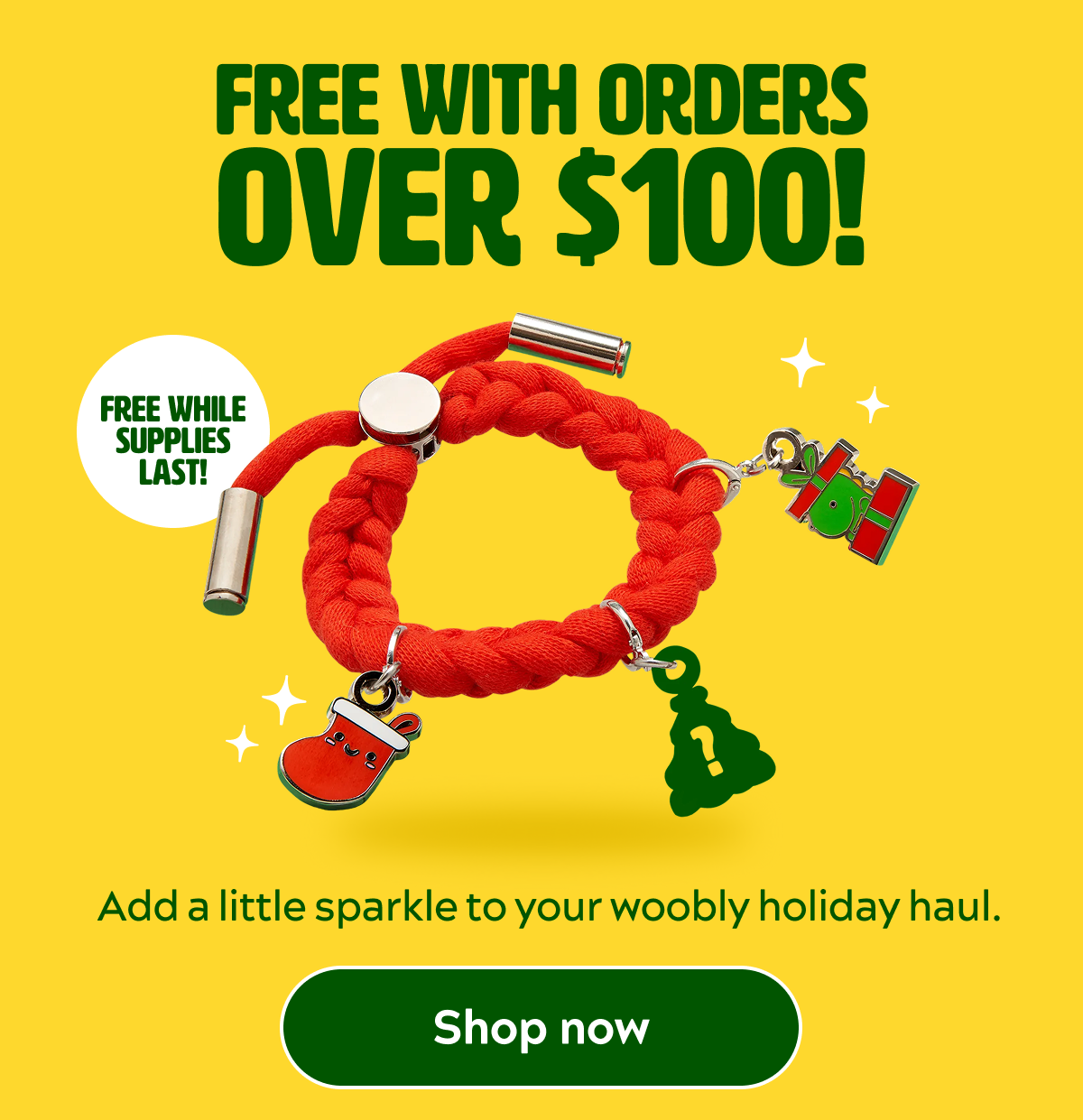 Free Charm Bracelet on orders $100+ [Shop now]