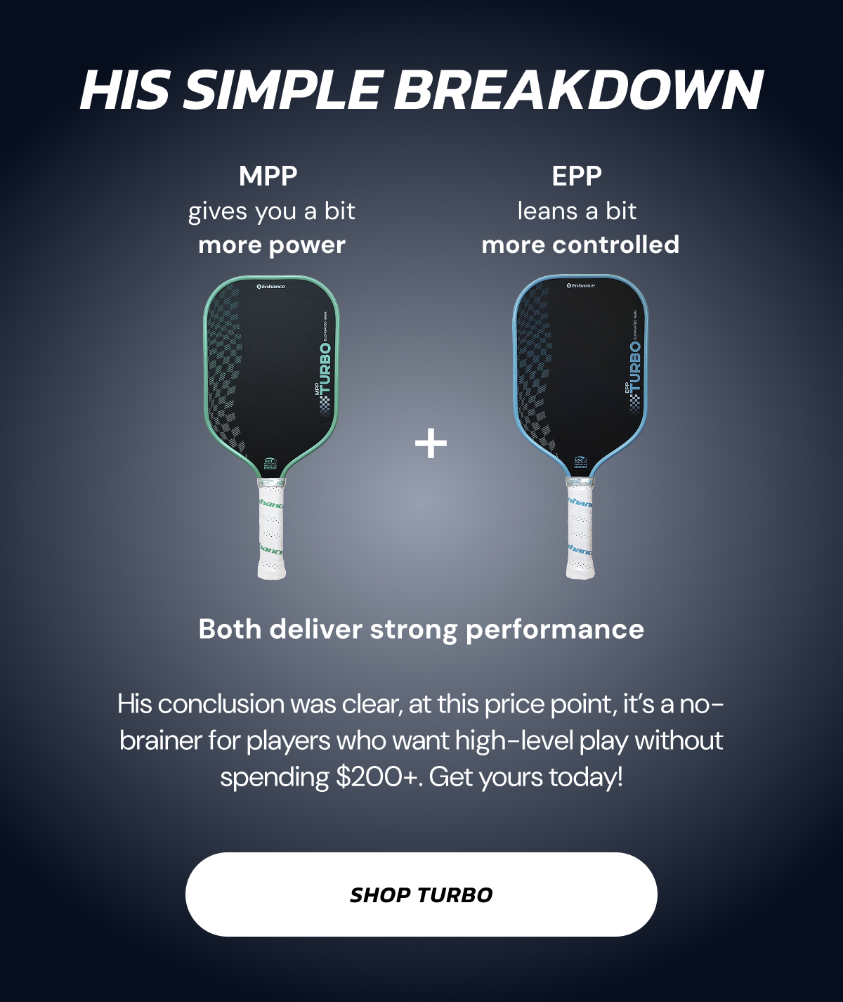 His simple breakdown. MPP gives you a bit more power. EPP leans a bit more controlled. Both deliver strong performance. His conclusion was clear, at this price point, it's a no-brainer for players who want high-level without spending $200. Get yours today!