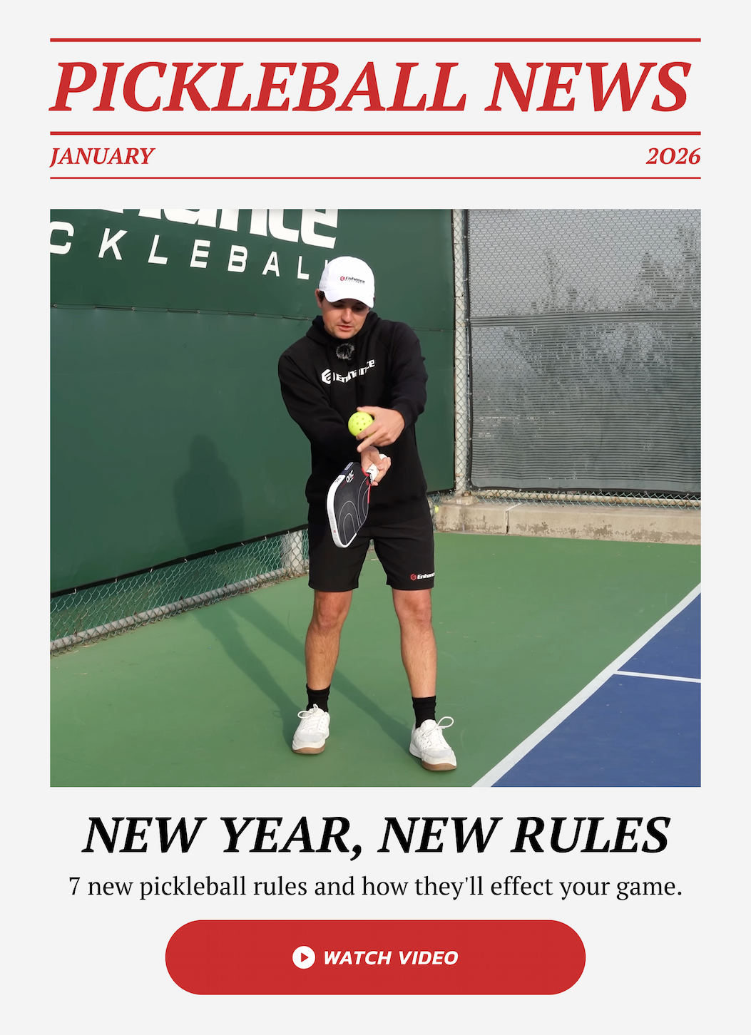 Pickleball News: January 2026. New Year, New Rules. 7 new pickleball rules and how they'll effect your game. Watch Video.
