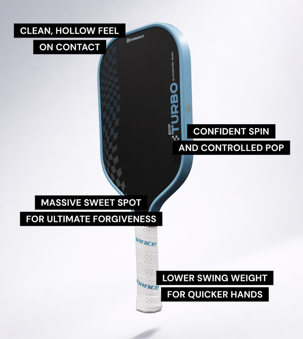 Clean, hollow feel on contact. Confident spin and controlled pop. Massive sweet spot for ultimate forgiveness. Lower Swing Weight For Quicker Hands.