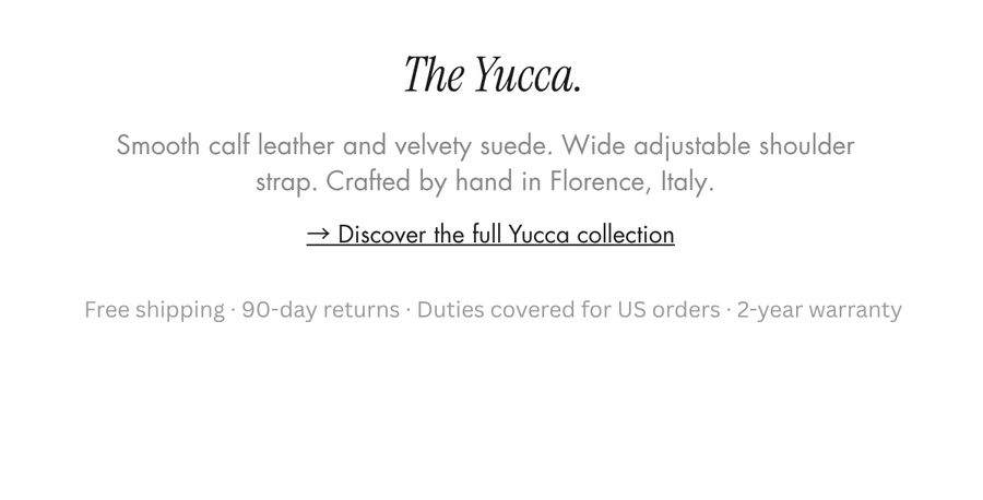 The Yucca: smooth calf leather and velvety suede. Crafted by hand in Florence, Italy.