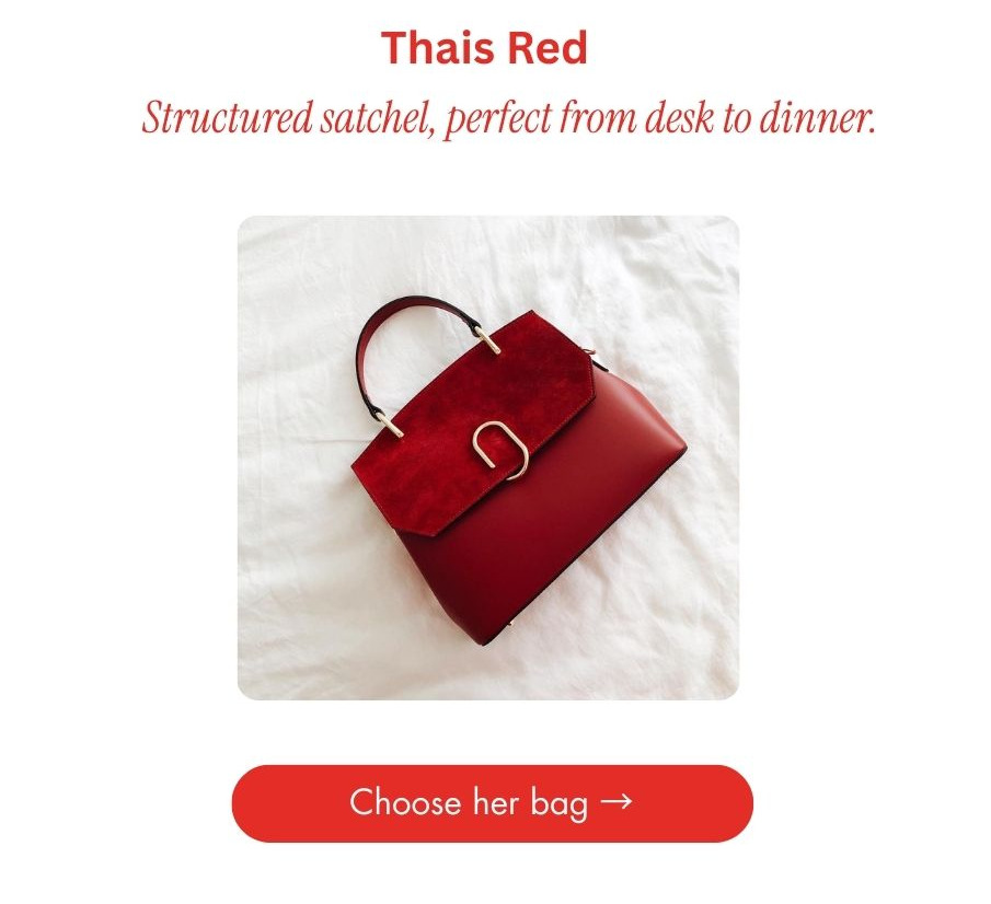 Shop Thais Red: structured satchel, perfect from desk to dinner