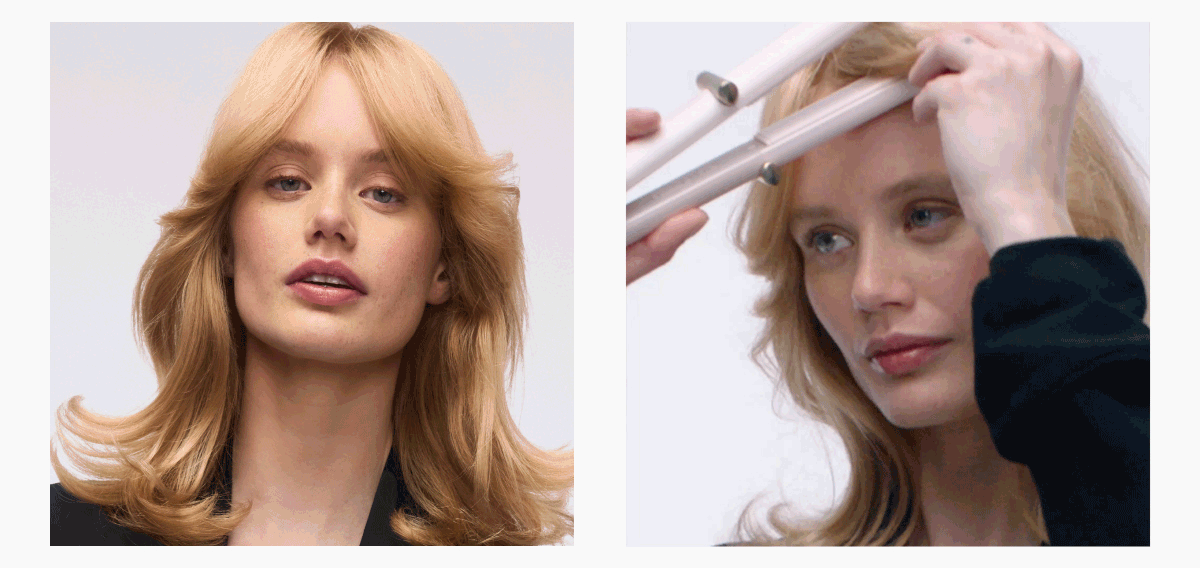 model using the curling straightener 