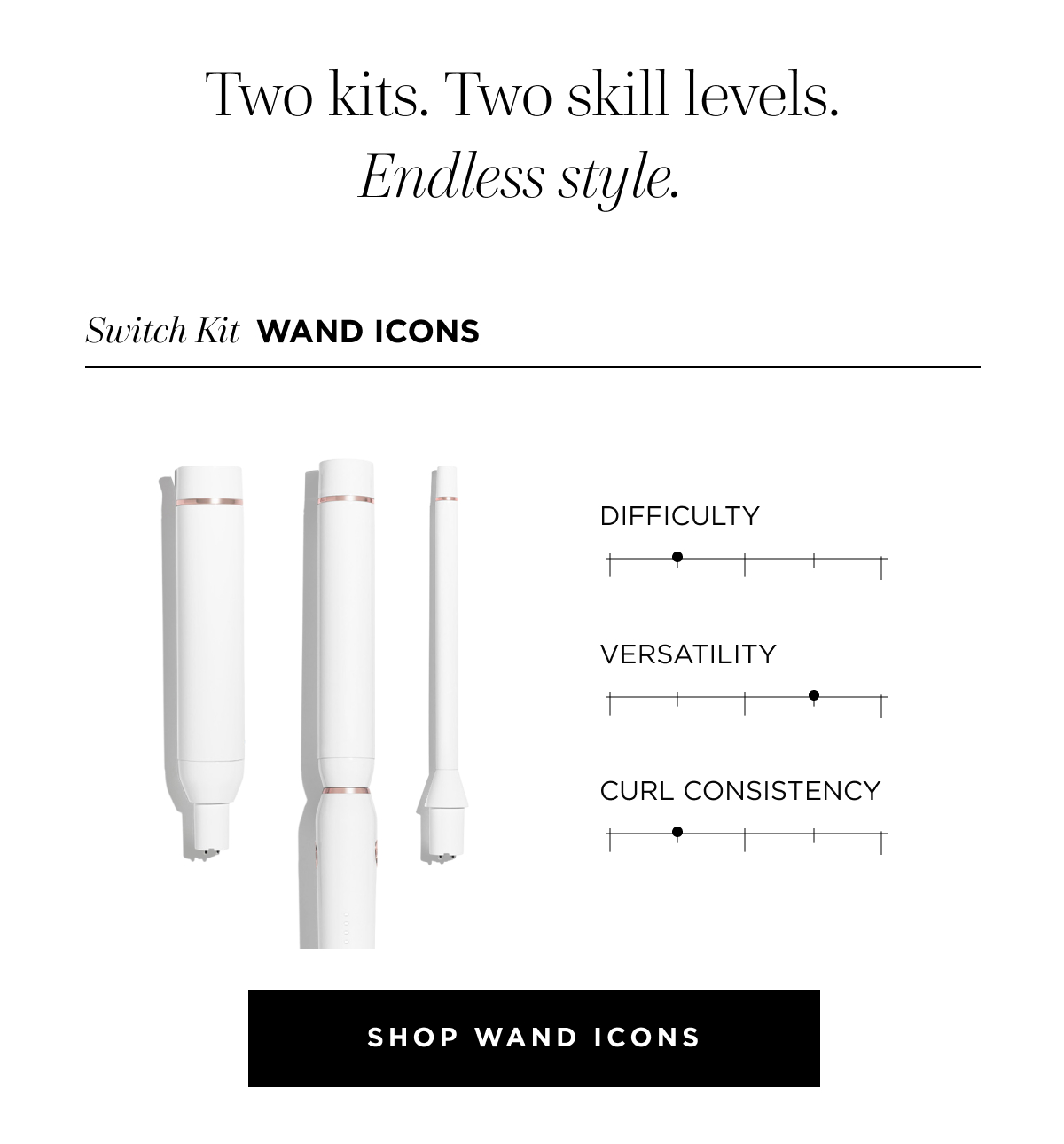 Two kits. Two skill levels. Endless Style | Shop Wand Icons