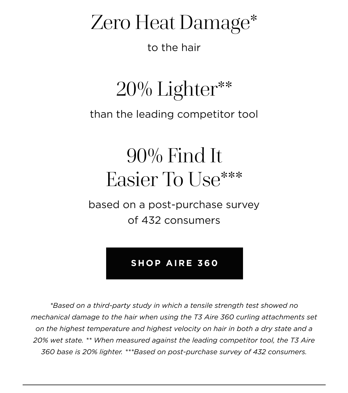 Zero heat damage to the hair | 20% lighter than leading hair tools | 90% find it easier to use | Shop Aire 360