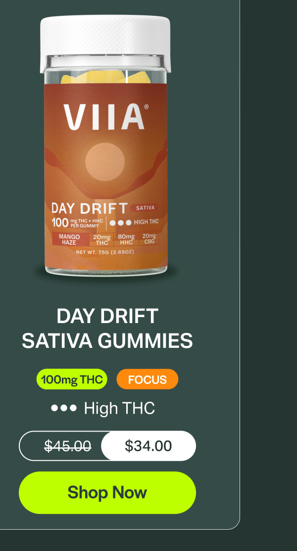 DAY DRIFT SATIVA GUMMIES 100mg THC FOCUS High THC $45.00 $34.00 [Shop Now]