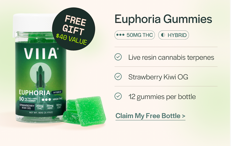 Free gift - $40 value. Euphoria Gummies, Hybrid, 50mg THC