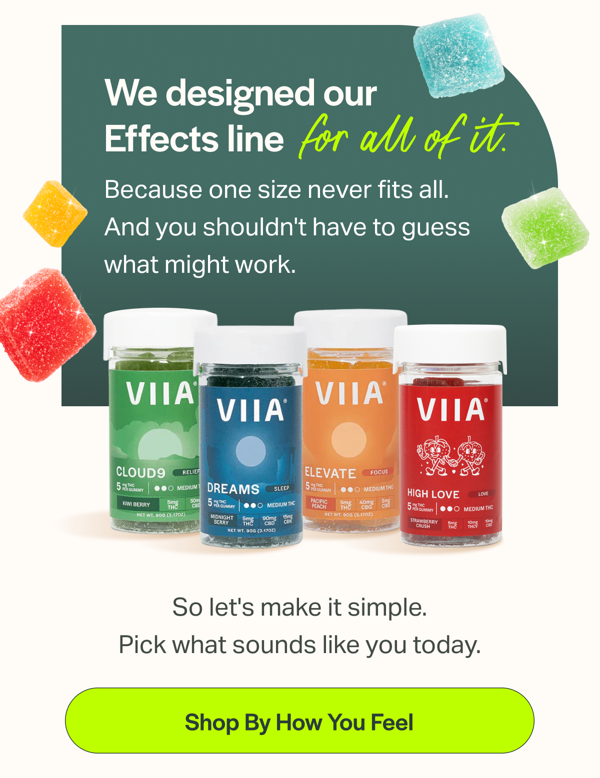 We designed our Effects line for all of it. Because one size never fits all. And you shouldn't have to guess what might work. So let's make it simple. Pick what sounds like you today. [Shop By How You Feel]