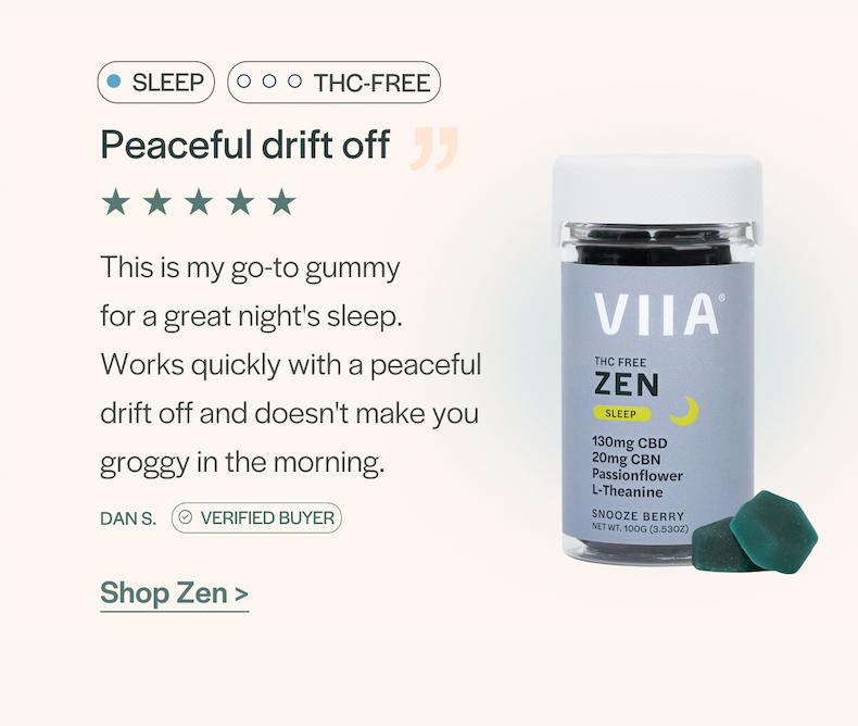Zen Sleep Gummies: "This is my go-to gummy for a great night's sleep." - Dan S