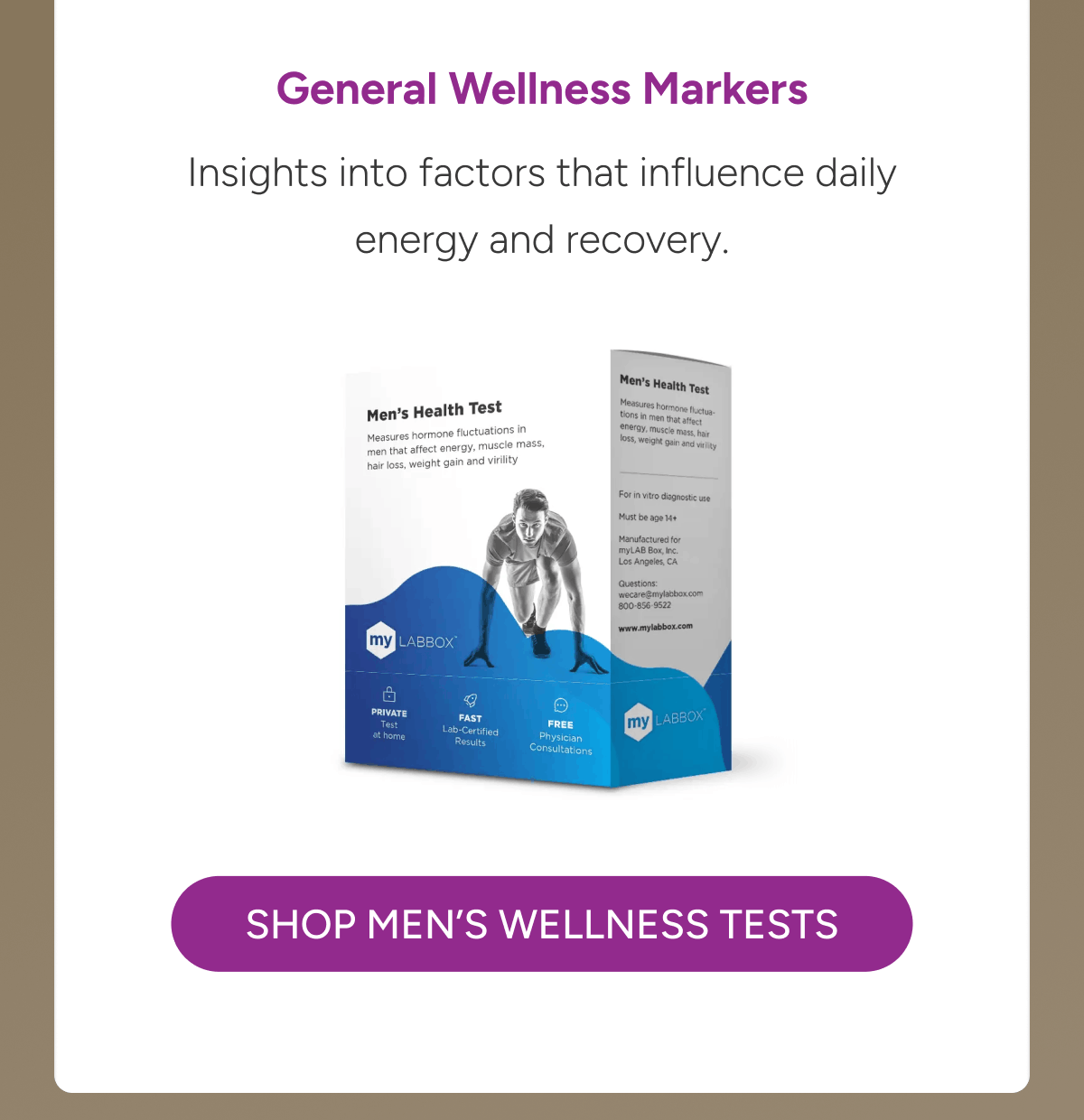 General Wellness Markers [Click here to Shop Men’s Wellness Tests]
