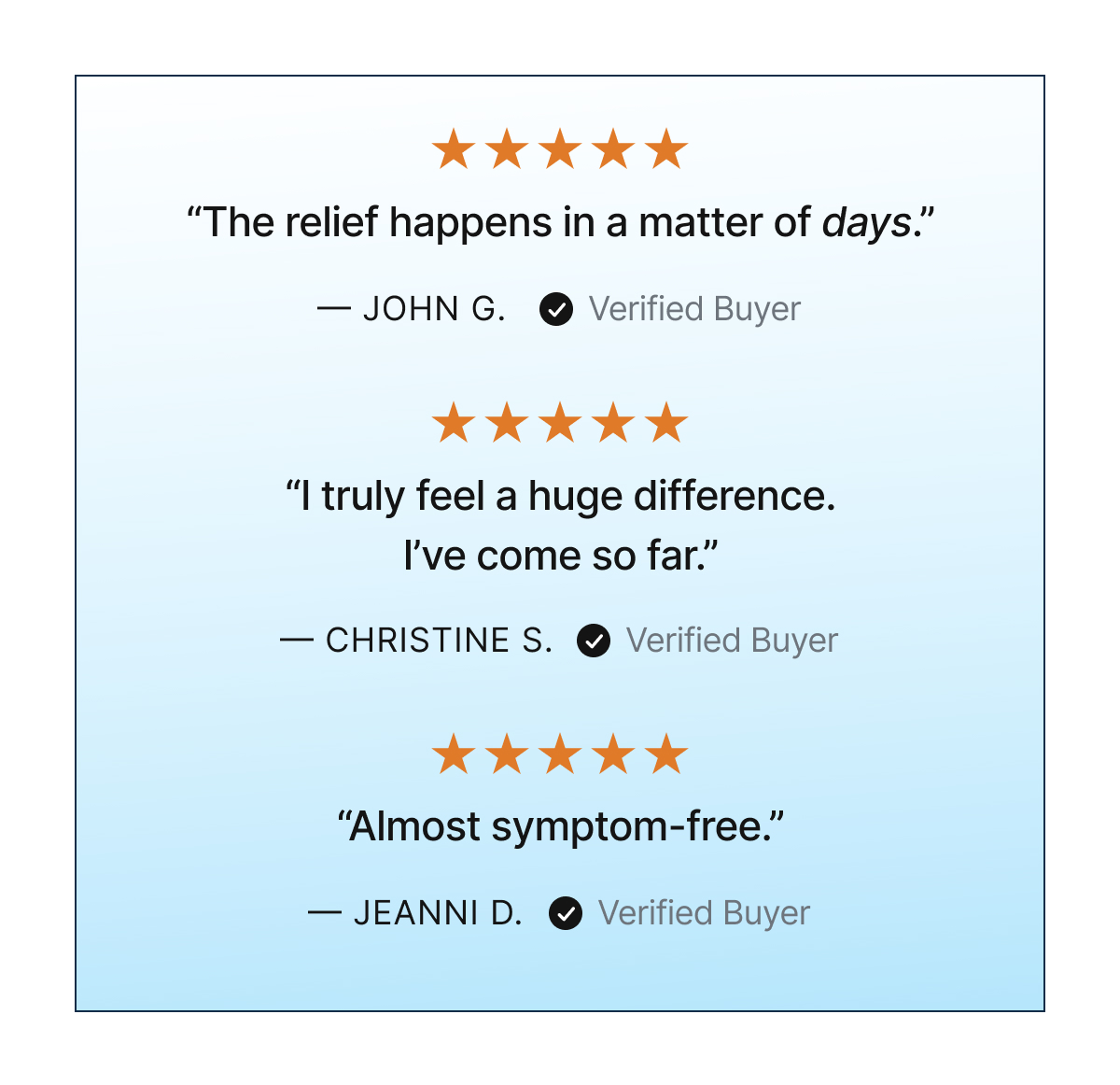 “The relief happens in a matter of days.”