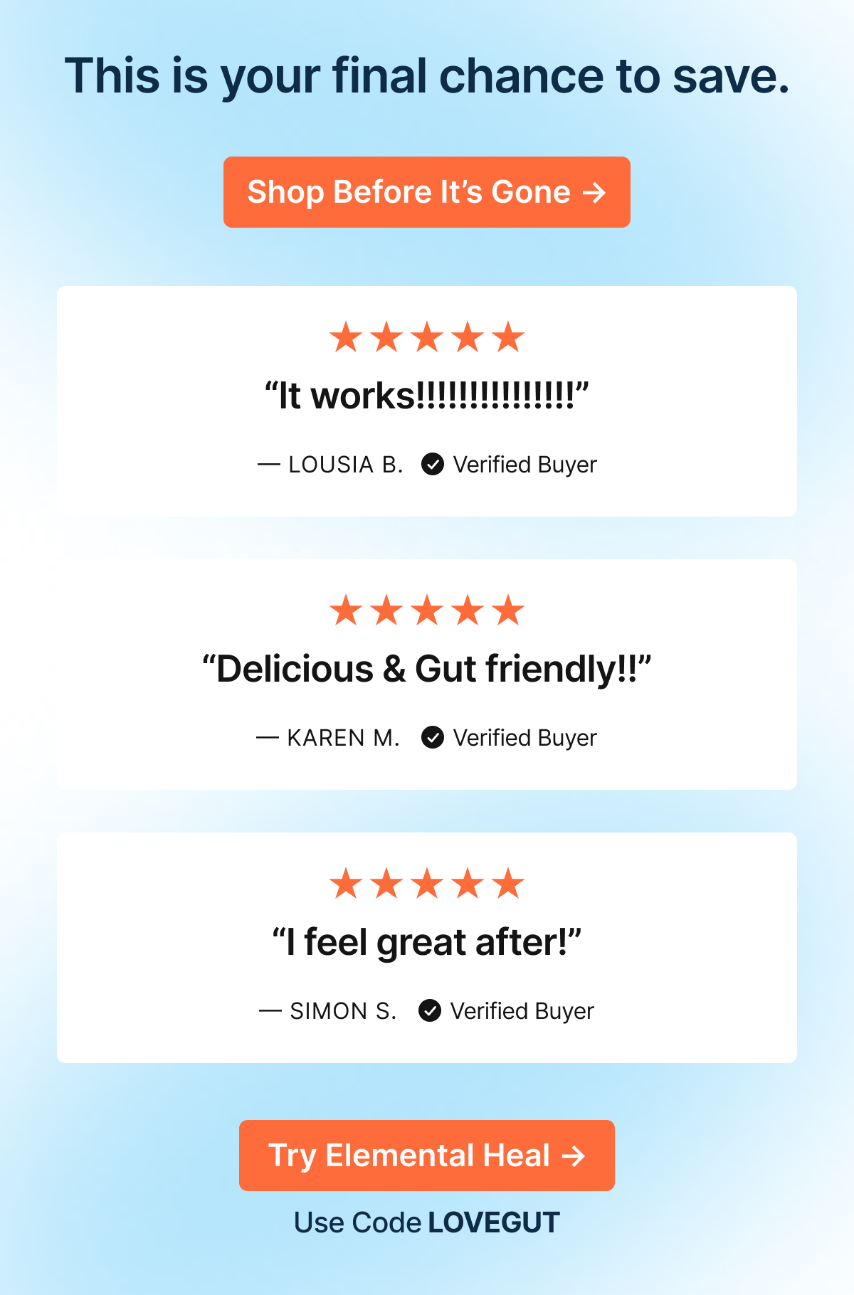 This is your final chance to save.