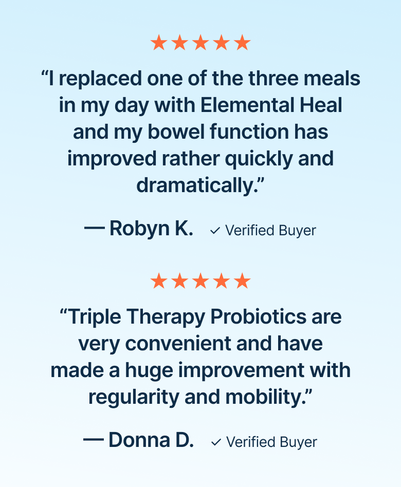 “I like the Triple Therapy Powder Sticks. Easy to add to a bottle of water and helps cut down on the number of pills I need to take. Seems to be helping calm my inflamed gut.”
