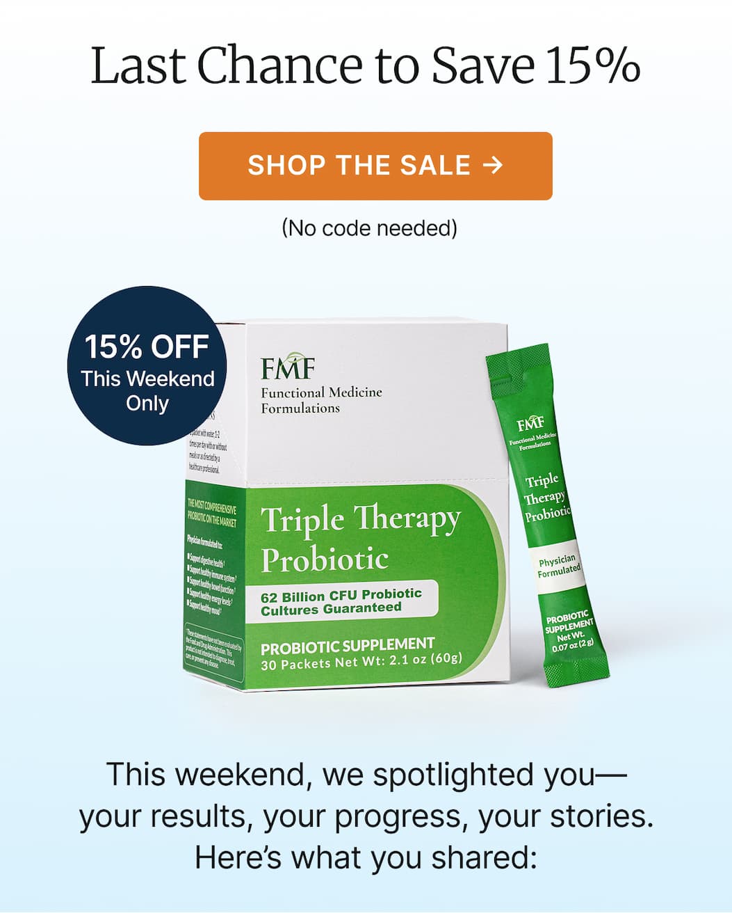 Last chance to save 15%
