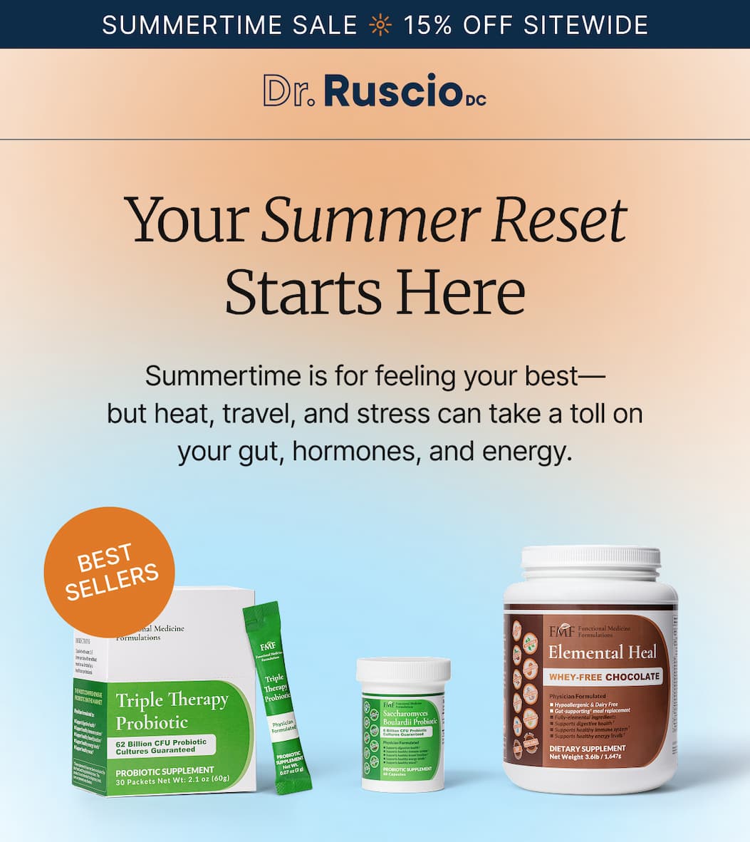 Image with product images and the copy: "Your Summer Reset Starts Here - Summertime is for feeling your best—but heat, travel, and stress can take a toll on your gut, hormones, and energy."