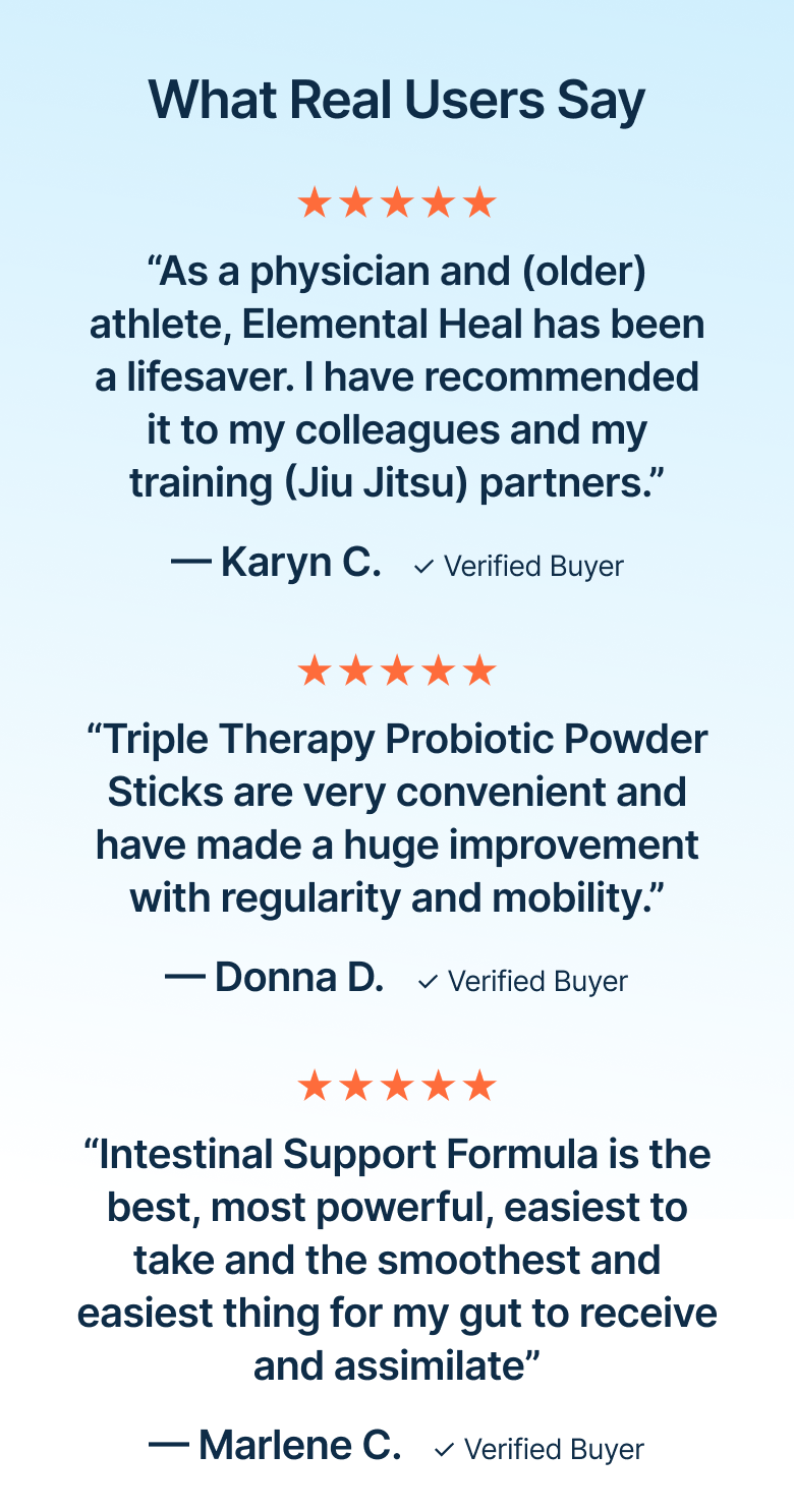“As a physician and (older) athlete, Elemental Heal has been a lifesaver. I have recommended it to my colleagues and my training (Jiu Jitsu) partners.”