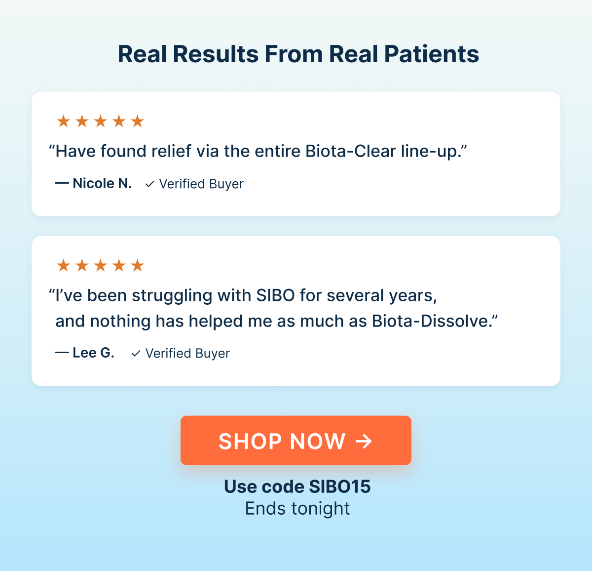 “Have found relief via the entire Biota-Clear line-up.”