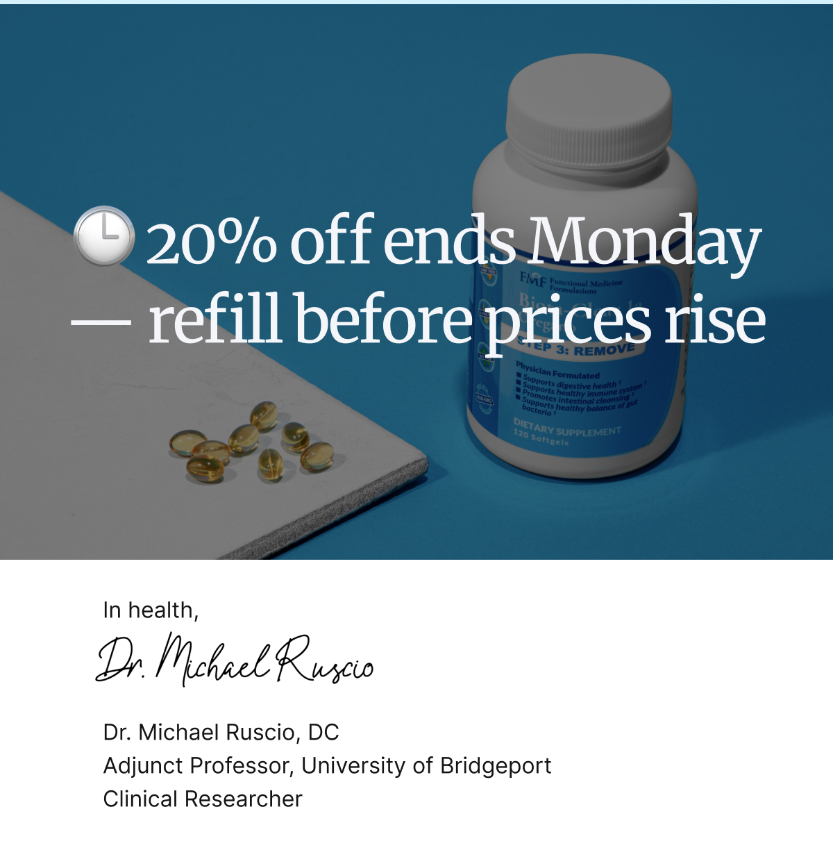 20% off ends Monday - refill before prices rise
