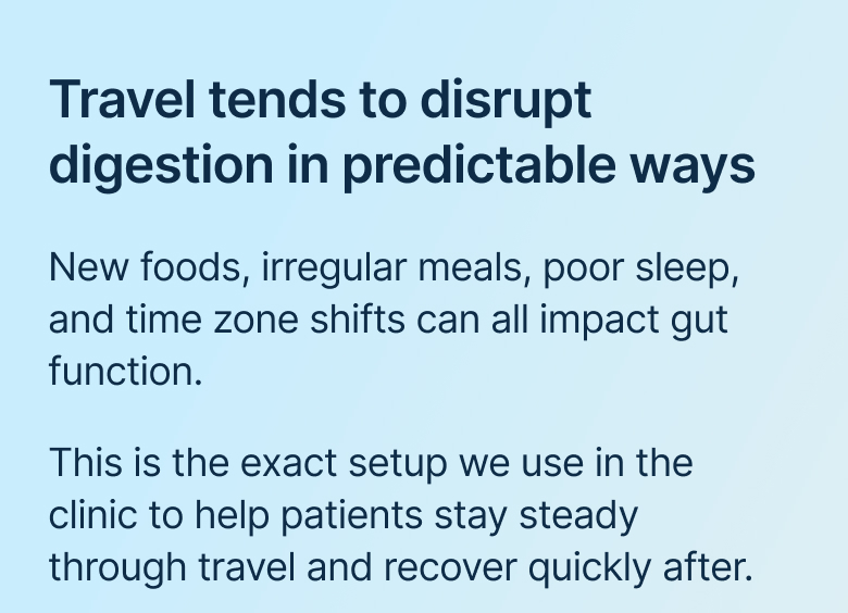 Travel tends to disrupt digestion in predictable ways