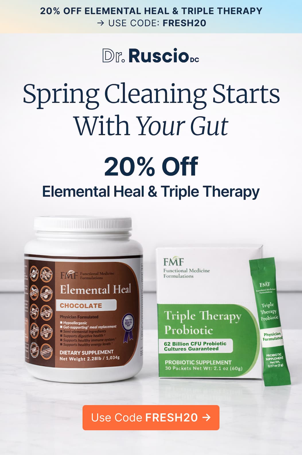 Spring Cleaning Starts With Your Gut. 20% Off Elemental Heal & Triple Therapy