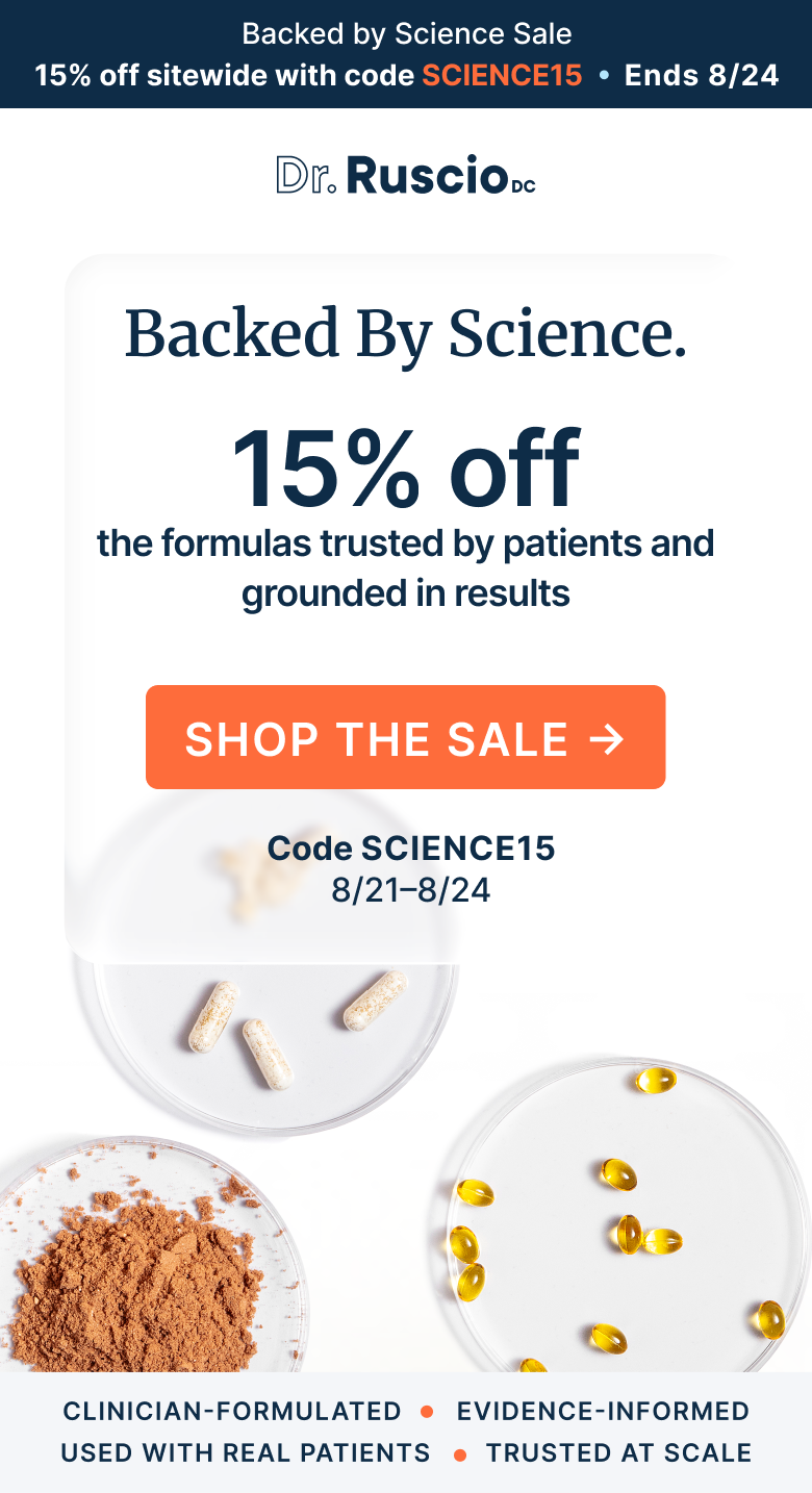 Backed By Science Sale. 15% off the formulas trusted by patients and grounded in results