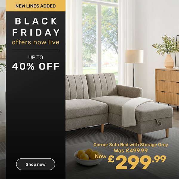 Lennox Corner Sofa Bed with Storage Grey was £499.99 now £299.99