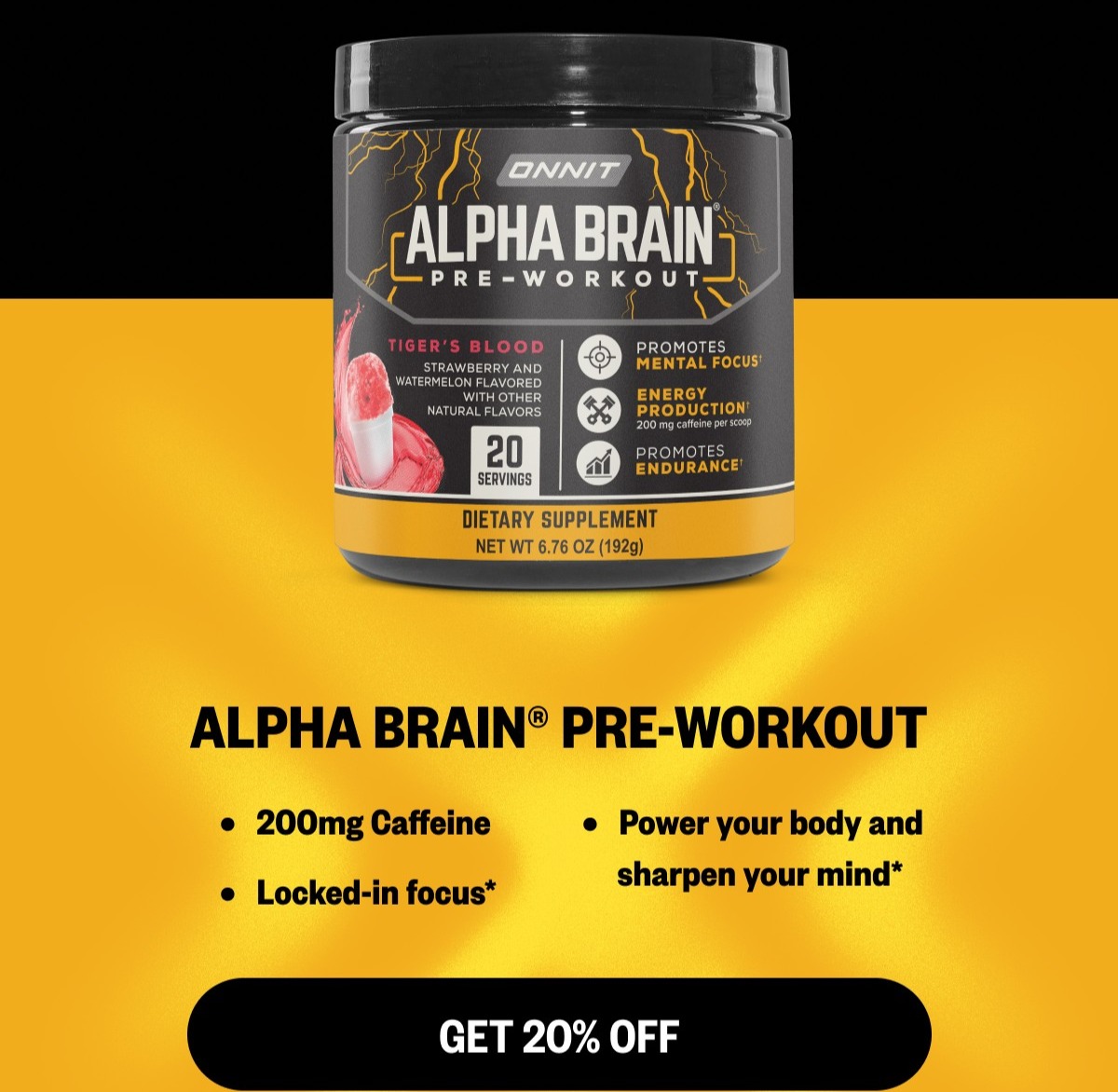 20% OFF Alpha BRAIN® Pre-Workout