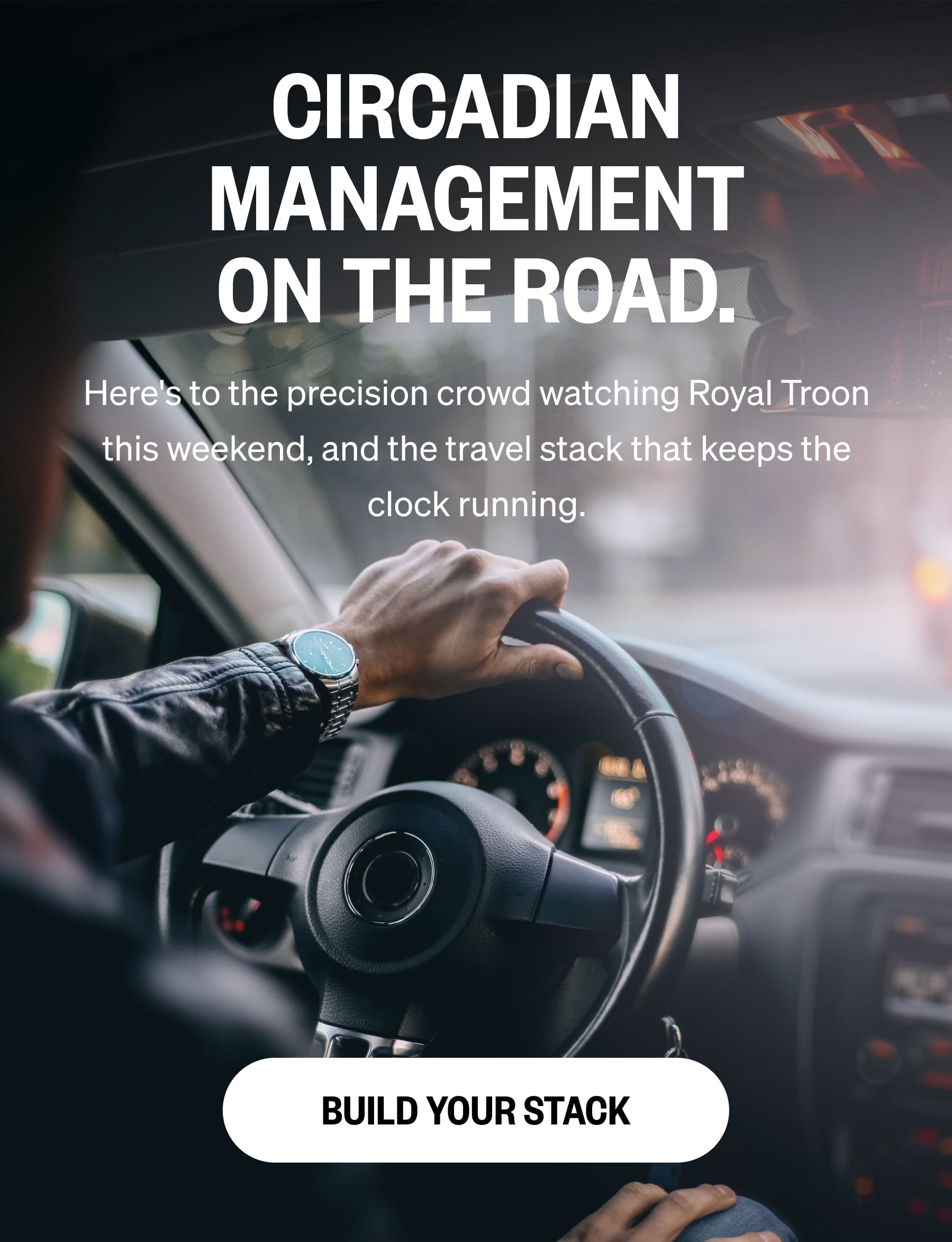 CIRCADIAN MANAGEMENT ON THE ROAD. Here's to the precision crowd watching Royal Troon this weekend, and the travel stack that keeps the clock running. BUILD YOUR STACK