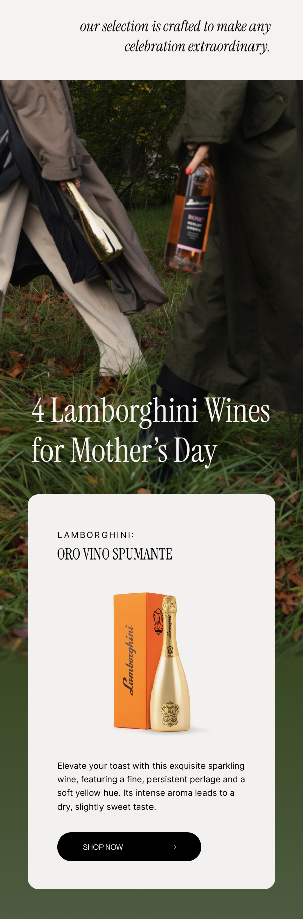 LAMBORGHINI: ORO VINO SPUMANTE SPARKLING WINE