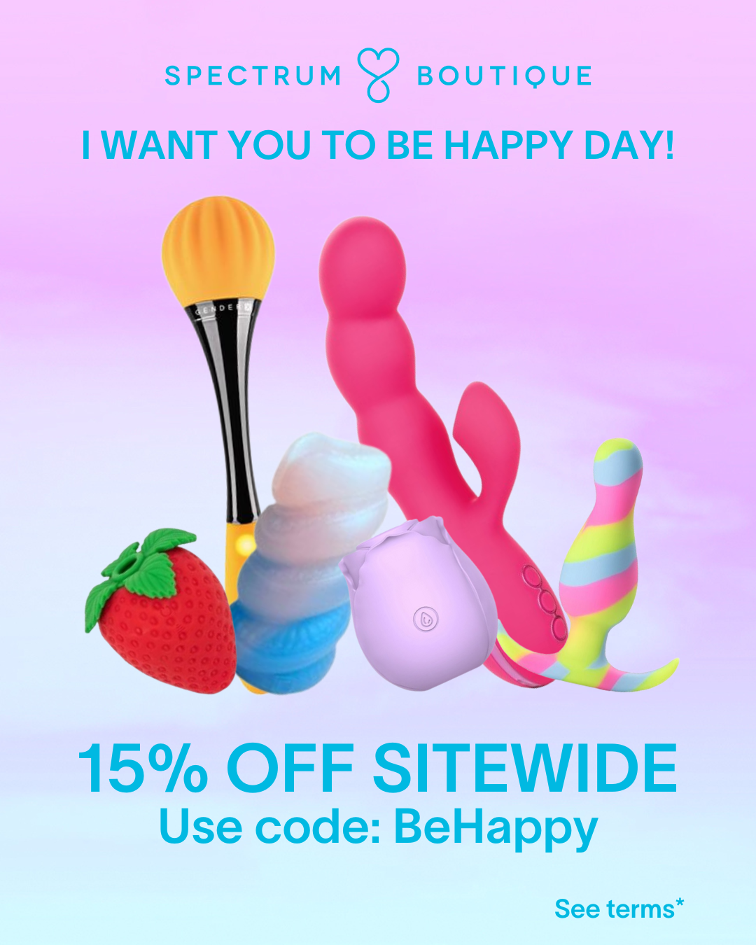 15% off sitewide on all full price items with code: BeHappy today only.