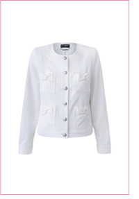 COLLARLESS JACKET WITH BOWS