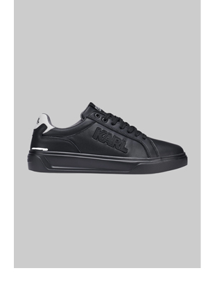LEATHER SNEAKER WITH SIDE KARL LOGO PATCH