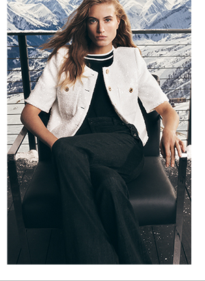 SHORT SLEEVE SHIMMER TWEED JACKET