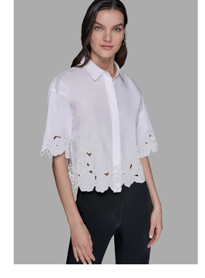 FLORAL OUTLINE POPLIN SHIRT