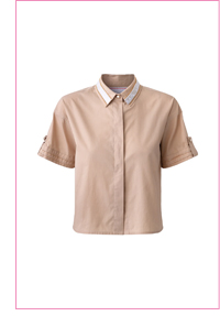 SHORT SLEEVE POPLIN SHIRT WITH EMBELLISHED TRIM