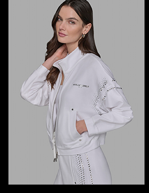 RHINESTONE TRIM TRACK JACKET