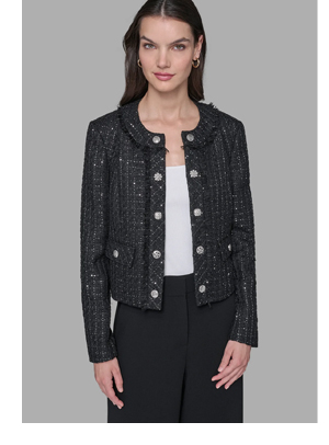 TWEED COLLARLESS JACKET