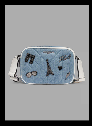 MAYBELLE DENIM CROSSBODY WITH PARIS PINS