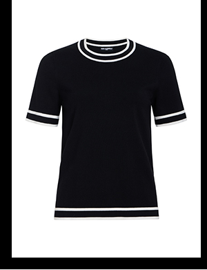 SHORT SLEEVE CONTRAST TRIM SWEATER