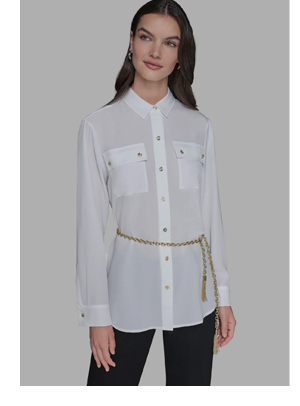 SOFT BLOUSE WITH CHAIN BELT