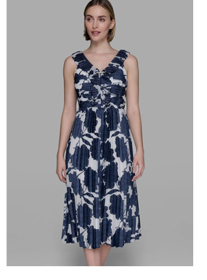CAPSULE OCCASION PLEATED MIDI DRESS