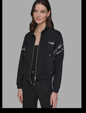 RHINESTONE TRIM TRACK JACKET