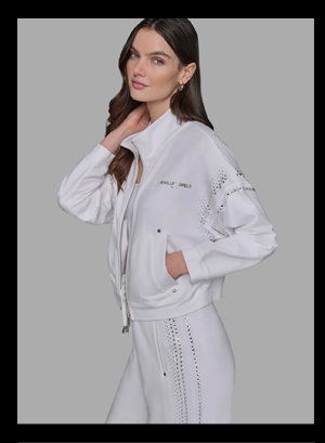 RHINESTONE TRIM TRACK JACKET