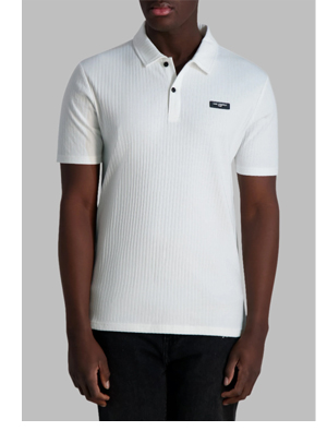 RIBBED DROP NEEDLE POLO SHIRT