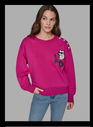 PATCH SWEATSHIRT WITH BUTTONS
