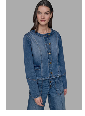 COLLARLESS DENIM JACKET