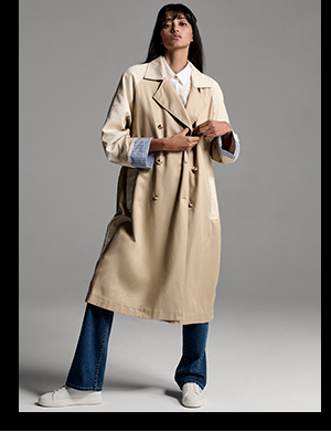 COLOR BLOCK TRENCH COAT