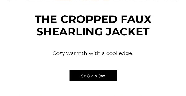 CROPPED FAUX LEATHER JACKET WITH FAUX SHEARLING