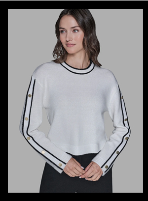 BUTTON SLEEVE PULLOVER SWEATER